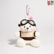 White Teddy Bear Bag Hanging Charm, Cafe Shirt Wearing Swimming Goggles – Cute Cotton Keychain 99NiC