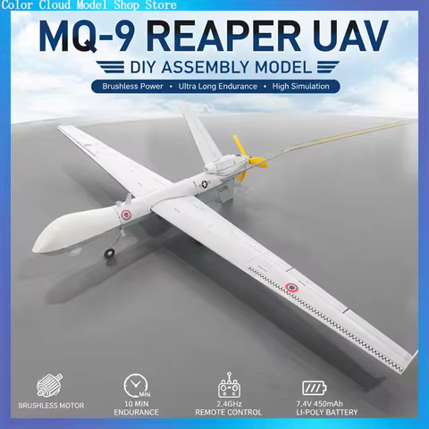 Mq-9 Reaper Micro Remote Control Uav Diy Assembly Fixed Wing Scale Plane Desktop Ornament Simulation