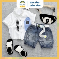 Set đồ bé trai áo sơ mi cộc tay quần short Jean năng động cá tính cho bé 2-8 tuổi (9-24kg) SM BEAR |