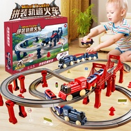 Imitation Wooden Track Train Christmas Track Car Educational Electric Assembling Track Train Toy