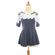 VL11164 Korean grey mesh floral peplum top | Veloved.id