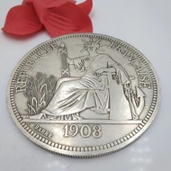 Antique Miscellaneous Items Qing Dynasty Silver Dollar Sitting Foreign Silver Coins 100 Yuan 1908 La