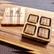 平安喜樂 浮雕原木月餅磁鐵4入組 - 【國產材/月餅系列】