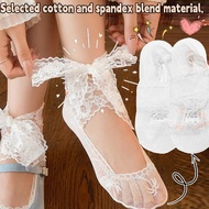 Ballet Style DIY Anti Slip Boat Socks | Cotton Spandex Blend Invisible Socks for Women, Jacquard Lac