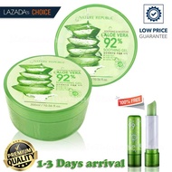 [MADE IN KOREA] 92% Aloe Vera Soothing Gel &amp; Moisture 300ml + Free Gift Aloe vera lip balm