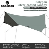 【SG Delivery】ROCKBROS Silver Coating Camping Tarp Tent 25 ㎡ Waterproof Canopy Octagonal Tent Sunscreen UV Protection Awning Shade 10-12 Person Garden Outdoor Beach Sun Shelter
