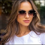 Fashion Women Sunglasses For Women Fashion Rimless Beach Gradient Sunglass Original Lady Retro Brand