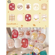 Miffy Hand-Painted Short Cute Wearable Nails Three-Dimensional Plaid Rabbit Manicure Patch ins Desig