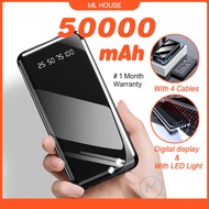 50000mAh 4 Cables Full Capacity Mini Powerbank Digital Display Power Bank Portable QC3.0 Mobile Power Charger 移动电源 充电宝