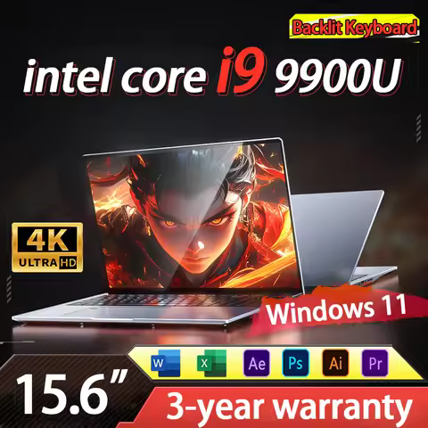 NEW 15.6" Portable Laptop intel Core i9 9900U Windows 11 Gaming Notebook Computer PC Gamer RAM 16GB 