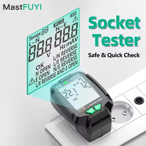 MASTFUYI Outlet Tester Electrical GFCI Receptacle Detector with LCD Display Socket Tester Circuit Po