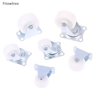 Fitow 4pcs Wheel Castor White PP Nylon flat base Universal Swivel Casters Furniture Dual Roller Wheel For Platform Trolley Chair FE