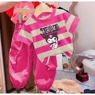 SETELAN BAJU ANAK PEREMPUAN CARGO SALUR MOTIF KUROMI TERLARIS 1-6TAHUN