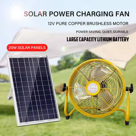 Removable Portable Ac Dc Rechargeable Solar Standing Fan With Solar Panel Solar Fan System for Outdo