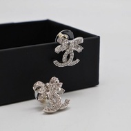 CHANEL 23S蝴蝶結雙C水鑽耳環