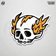 LOKAL Skull Fire Stickers Aesthetic Skull Sticker/s Glossy Vinyl Sticker/s Vintage Skull Fire Aesthe
