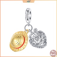 ONE PIECE Straw Hat and Gum-Gum Fruit Charms for Original S925  Charms Bracelet Silver Charm Bead fo