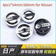 LASAN 4pcs*54mm/60mm Nissan Hubcaps Wheel Centre Covers Car Emblem Badge Wheel Rim HubCap Trim Stick