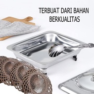 Paket Combo Prasmanan Stainless Sendok Kerang Dan Piring Rotan 1 Lusin