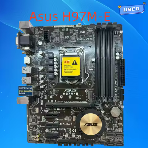 Asus H97M-E Motherboard Intel H97 DDR3 16GB PCI-E 3.0 M.2 USB3.0 PCI-E 3.0 Micro ATX support Core i3