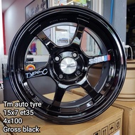 New Sport Rim SSR Type C 15x7 4x100 ET35 Gloss black Johor Baru