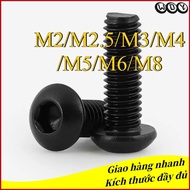 Black 304 Stainless Steel Round Head Hexagon Socket ISO7380 Screw M2/M2.5/M3/M4/M5/M6/M8 * L3-60mm (
