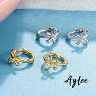[Aylee]Gold ribbon earrings for girls round earrings hypoallergenic earrings B918