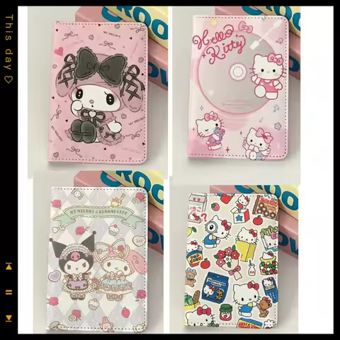 Kawaii hello kitty anime peripherals Sanrio passport bag my melody card holder female protective cov