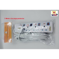 Extension Plug Socket 4 Gang Power Strip Cord 5M Sirim Approved