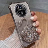 Vivo Y04s 2025 3D Flowing Sand Swan Bracket Anti-Fall Plating Casing For Vivo Y04s Y04 s Y04Vivo Y04