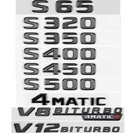 Black 3D Car Letters V12 V8 Biturbo Emblem Stickers For Mercedes S63 S65 AMG S320 S350 S400 S450 S50