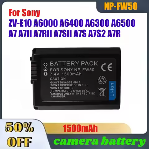 1500mAh High-Performance NP-FW50 NP FW50 Battery For Sony ZV-E10 A6000 A6400 A6300 A6500 A7 A7II A7R