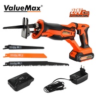 ValueMax Cordless Reciprocating Saw 4 Saw Blades Gergaji Elektrik Saber Saw for Wood Metal Cutting C