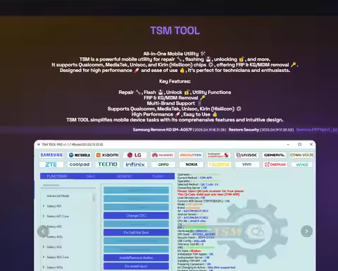 TSM TOOL 3/6/12 months Repair Flash,Unlock,Utility,FRP & KG/MDM Removal tsm tool pro