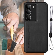 For Realme C71 C73 RMX5303 Luxury Leather Case with Adjustable Mobile phone lanyard