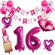 Age 16 Age 21 Lipstick Foil Balloon Red Lips Heart Birthday Party Decoration