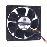 YEF風扇 FD1238SM DC24V 0.30A 12厘米機箱變頻雙滾珠風扇
