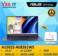 Asus VivoBook A1502Z-AE8261WS/AE8263WS 15.6'' Touch Laptop (i3-1220P, 4GB, 512GB SSD, Intel UHD, W11+OPI, 2YW) Free Bag