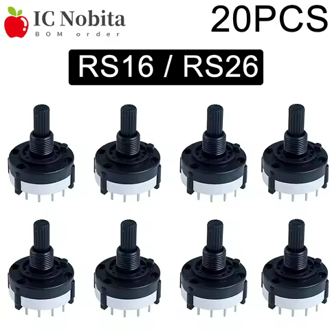 20PCS RS16 RS26 Selectable Band Rotary Channel Selector Switch Single Deck Rotary Switch Band Select