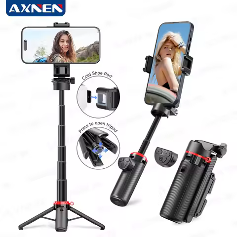 MiNi Selfie Stick Quadpod 360° Rotation Cold Shoe Mount Sliding Phone Clip Stable Shooting Portable 