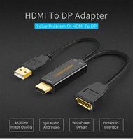 4K 高清 HDMI 到 DP 轉換器連 USB 電源支持 4K 分辨率 3D 音頻返回 HDMI 到 DisplayPort 適配器  fdpckp 4K HD HDMI to DP Converter with USB Power Support 4K Resolutions 3D Audio Return HDMI to DisplayPort Adapter