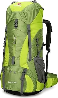 WintMing 75L Hiking Backpack with Rain Cover Waterproof Camping Backpack Shoes Warehouse for Men Wom