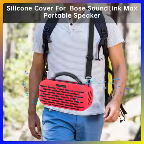 Silicone Cover Case Anti-Scratch Flexible Carrying Case Anti-Drop with Shoulder Strap for Bose Sound