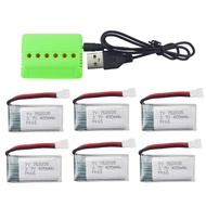 6PCS 3.7V 400mAh Lithium Battery + 6-in-1 Charger For Syma Q11 H99W H31 H6C H98 TR-C385 TR-P51 TR-F2