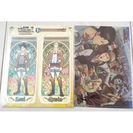 SET - Original Attack on Titan B5 Clear File Long Postcard Ichiban Kuji AOT Merch Japan Levi Erwin E