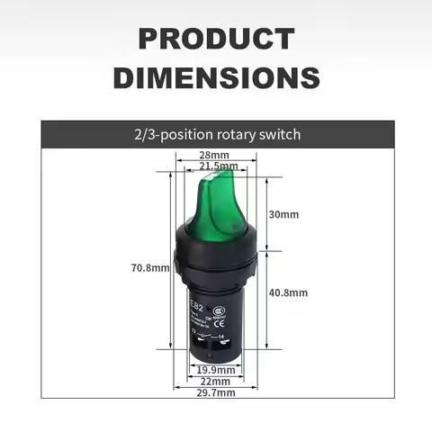 22mm EB2 LED light Rotary Switch Selector 12v 220v 2 / 3 Position Self locking Latching Power Knob S