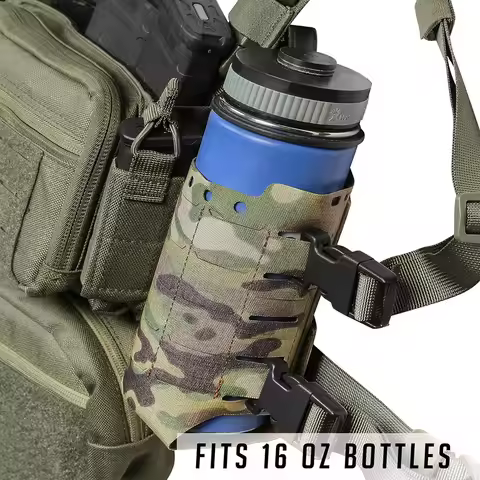 Tactical 16oz Water Bottle Pouch 5.56 7.62 Magazine Side Pouch Chest Rig Hunting Vest Accessories