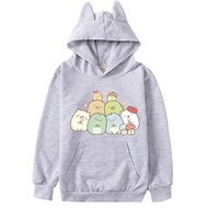 Boys Girls Cartoon Anime Sumikkogurashi Printed Casual Long Sleeves Hoodies Kids Outdoor Pocket Cat Ear Hooded Top