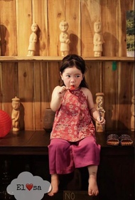 (Tặng bờm)Sét bộ áo yếm hoa nhí+quần ống xuông cho bé gái siêu xinh từ 8-30kg annakids