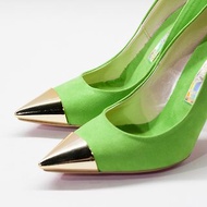 零碼-亮綠金屬尖頭高跟鞋